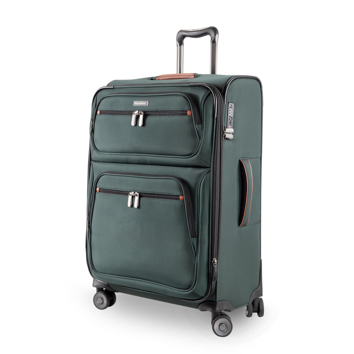 Ricardo Beverly Hills Montecito 3.0 Softside Luggage Collection – Expandable Suitcases with Wheels and TSA Lock, 25" Medium Check-in, Hunter Green