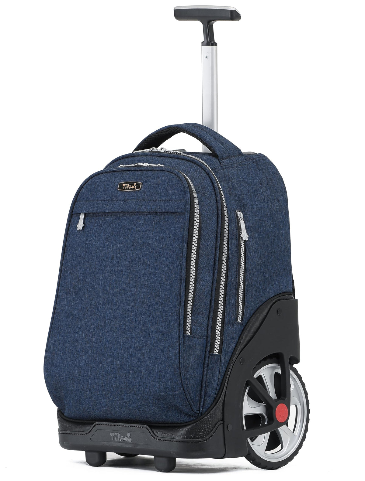 NEW TILAMI 19 inch Rolling Backpack Teens Rolling Backpack Cute Wheeled Laptop Backpack Bookbag Roller Travel Bag College, Navy Blue