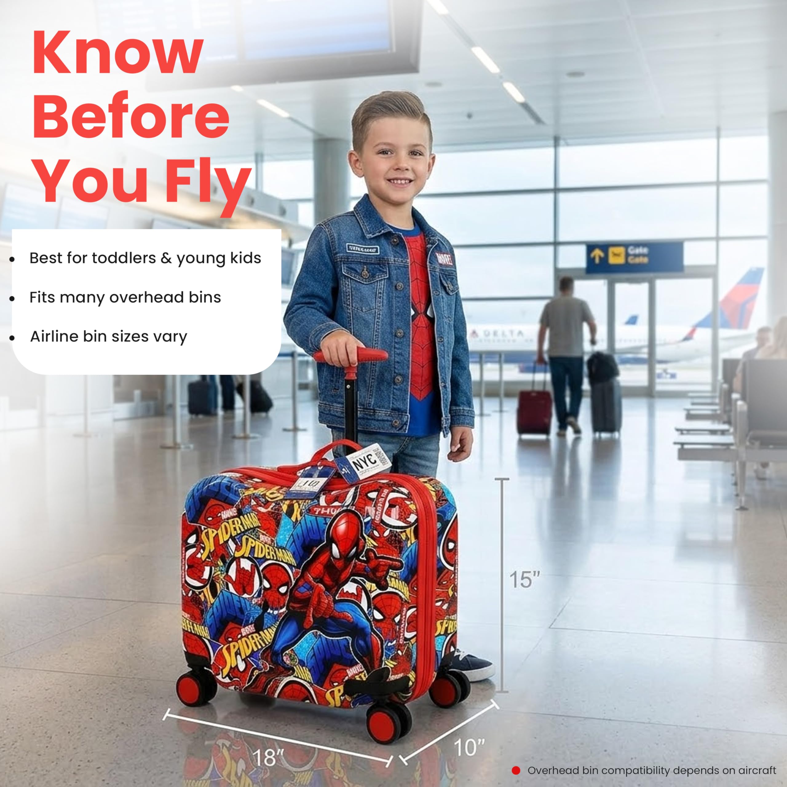 Bioworld Spider-Man All-Over Print 18" Ride-On Luggage