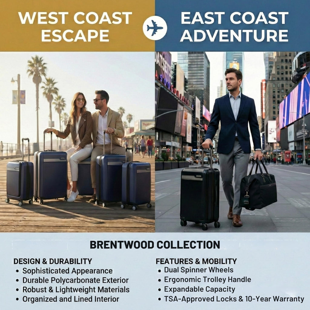 Ricardo Beverly Hills Brentwood Hardside Luggage Collection – Expandable Suitcases with Wheels and TSA Lock, 21" Front Open Carry-on with Smartstand, Onyx