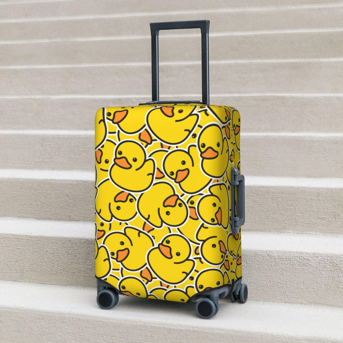 Lukbfall Cute Rubber Ducks Luggage Suitcase Covers Elastic Washable Yellow Cartoon Ducky Luggage Protector Travel Suitcase Protective Cover For Kid And Adult, S (Fit 18-21 Inch Luggage)