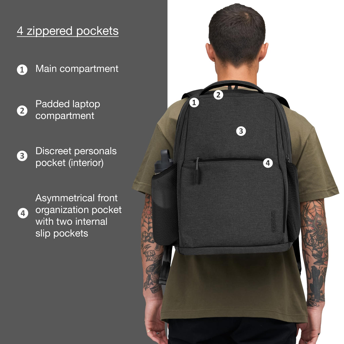 Incase Facet 20L Durable Travel Backpack + Laptop Bag with Computer Sleeve with Quick Release Strap - Carry On Backpack (Black, 20L)