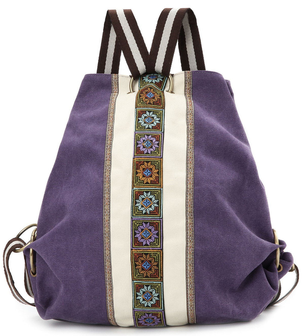 Goodhan Women Canvas Backpack Daypack Casual Shoulder Bag, Vintage Heavy-duty Anti-theft Travel Backpack