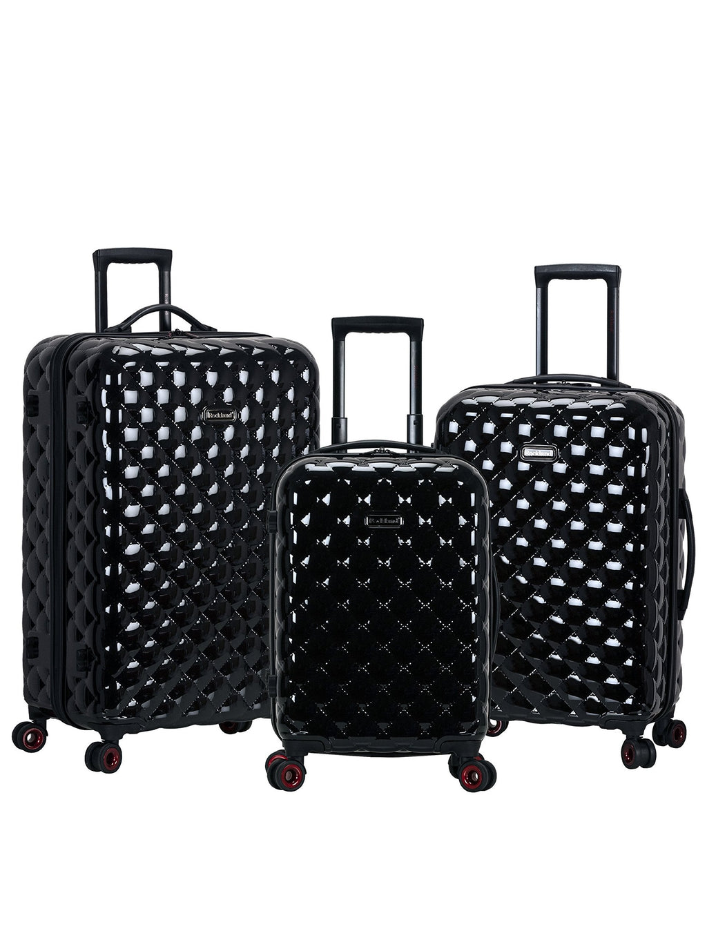 Rockland Quilt Hardside Spinner Wheel Luggage Set, Black, 3-Piece Set (20/24/28)