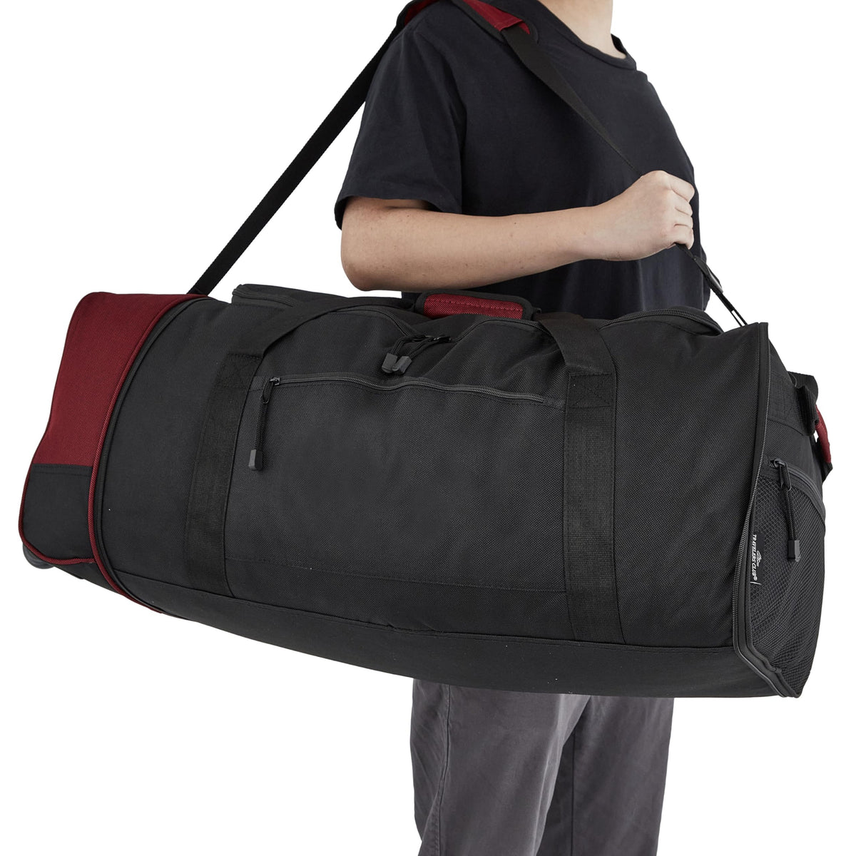 Travelers Club 32" Expandable Rolling Travel Duffel Bag, Red Option