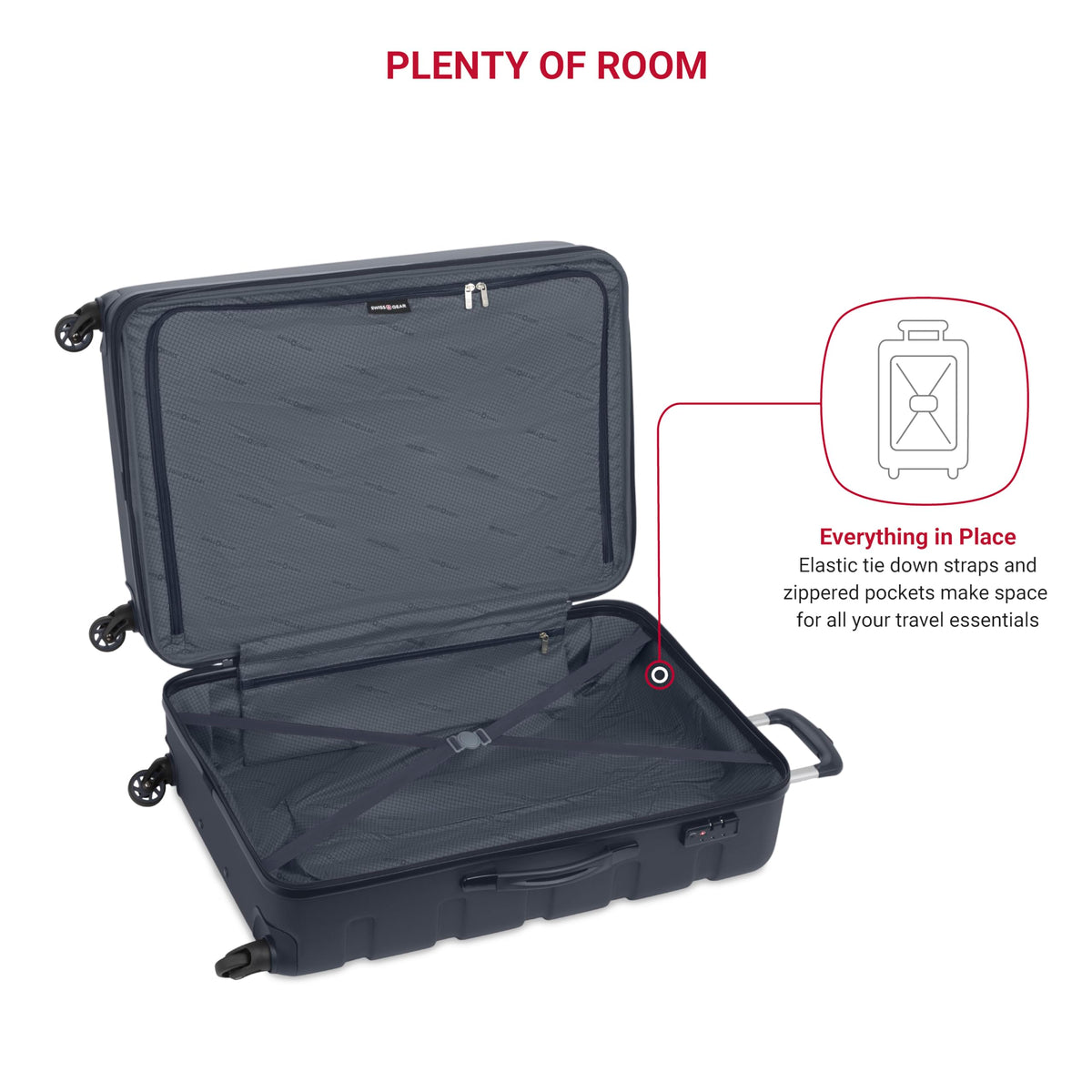 SwissGear 7366 Signature Hardside Expandable Luggage with Spinner Wheels and TSA Lock, Weekender Tote, Navy, 2-Piece Set (Weekender/27)