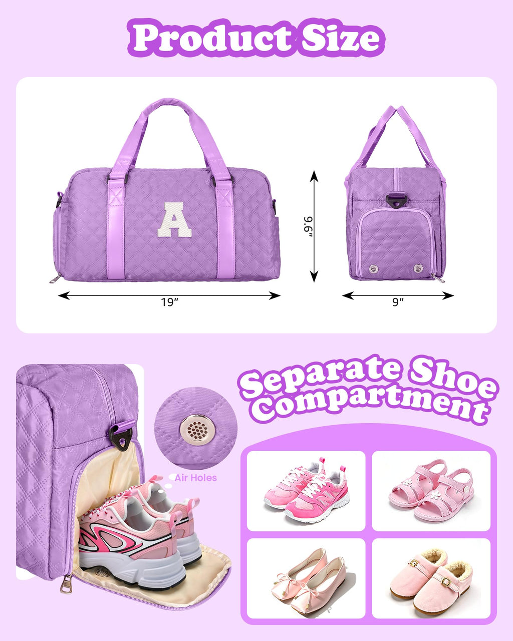 Elilier Easter Basket Stuffers, Dance Cheer Duffle Bag Women Girls Gift: Personalized Weekender bag, Cute Gym Sports Bag with Shoe Compartment, Gymnastics Bags, Birthday Gifts for Women Teenage Kids