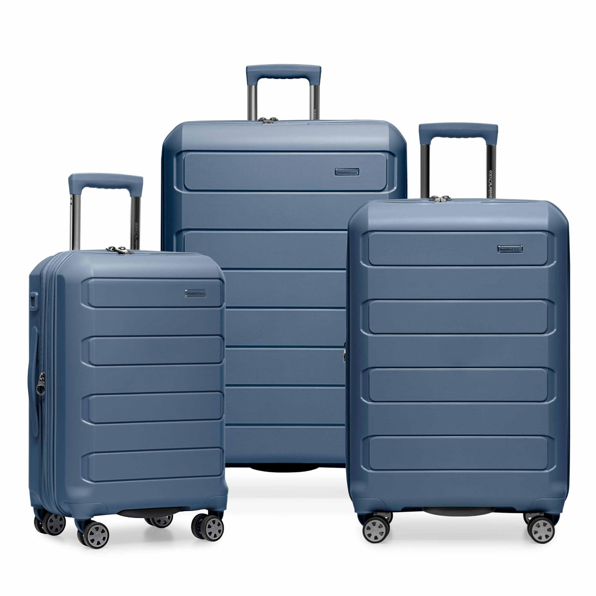 Traveler's Choice Pagosa Hardshell Expandable Luggage with Spinner Wheels, Slate Blue, 3-Piece Set (22/26/30)