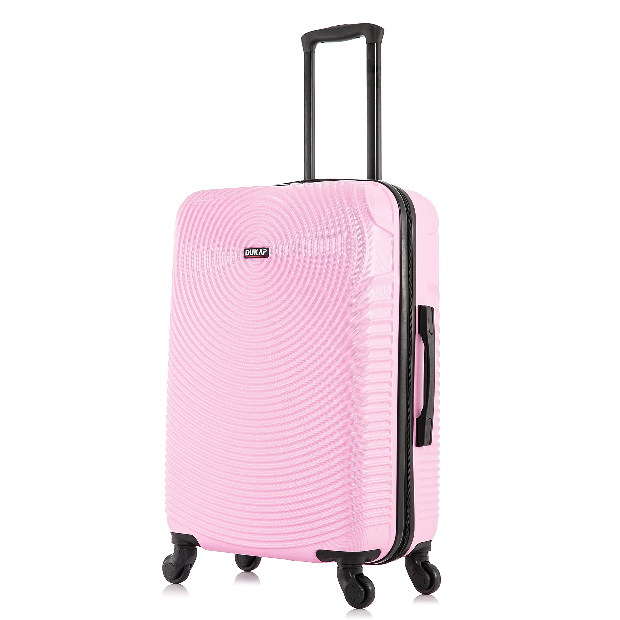 DUKAP INCEPTION Luggage with Spinner Wheels | Durable Lightweight Hardside Suitcase, Travel Bag with Handle and Trolley, 24-Inch Medium Checked Luggage | Pink