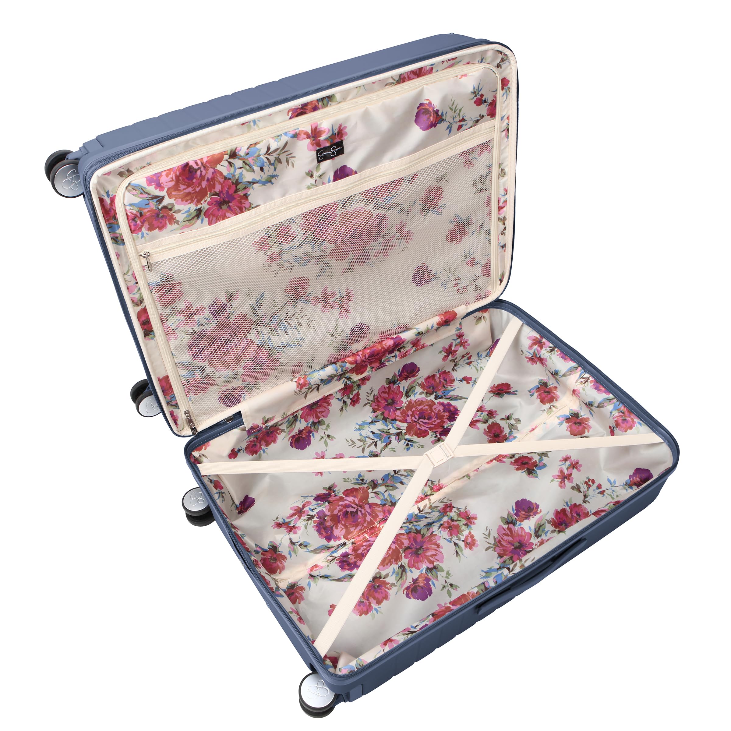 Jessica Simpson Countryside 2-Piece Set (21" & 30") Expandable 8-Wheel Spinner Large Checked Luggage Suitcase, Oceanview
