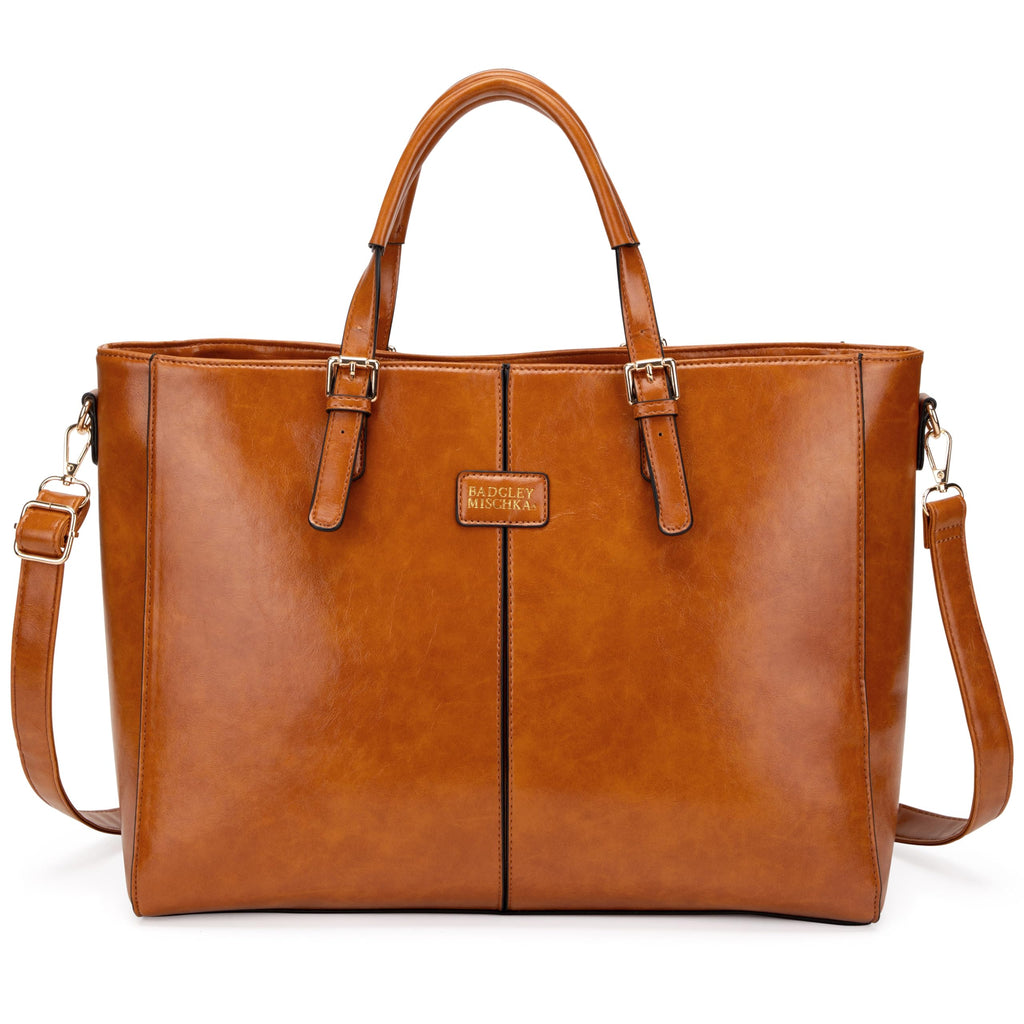 Badgley Mischka Julia Vegan Leather Weekender Duffel Bag for Travel (Brown)