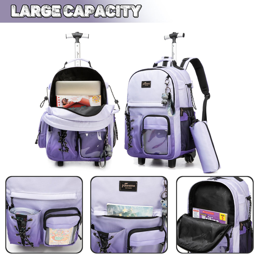 Kids Backpack with Wheels Kids Rolling Backpack Suitcase Carry on Luggage Backpacsk with Wheels for Teens Boys Girls Rolling Backpacks for Elementary Middle High School Students