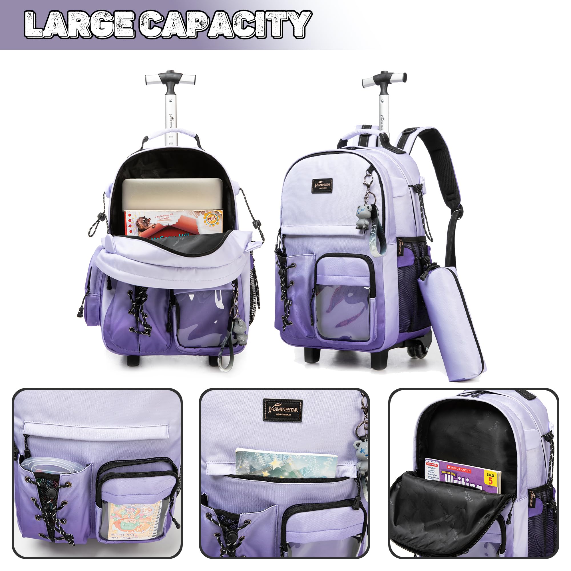 Kids Backpack with Wheels Kids Rolling Backpack Suitcase Carry on Luggage Backpacsk with Wheels for Teens Boys Girls Rolling Backpacks for Elementary Middle High School Students