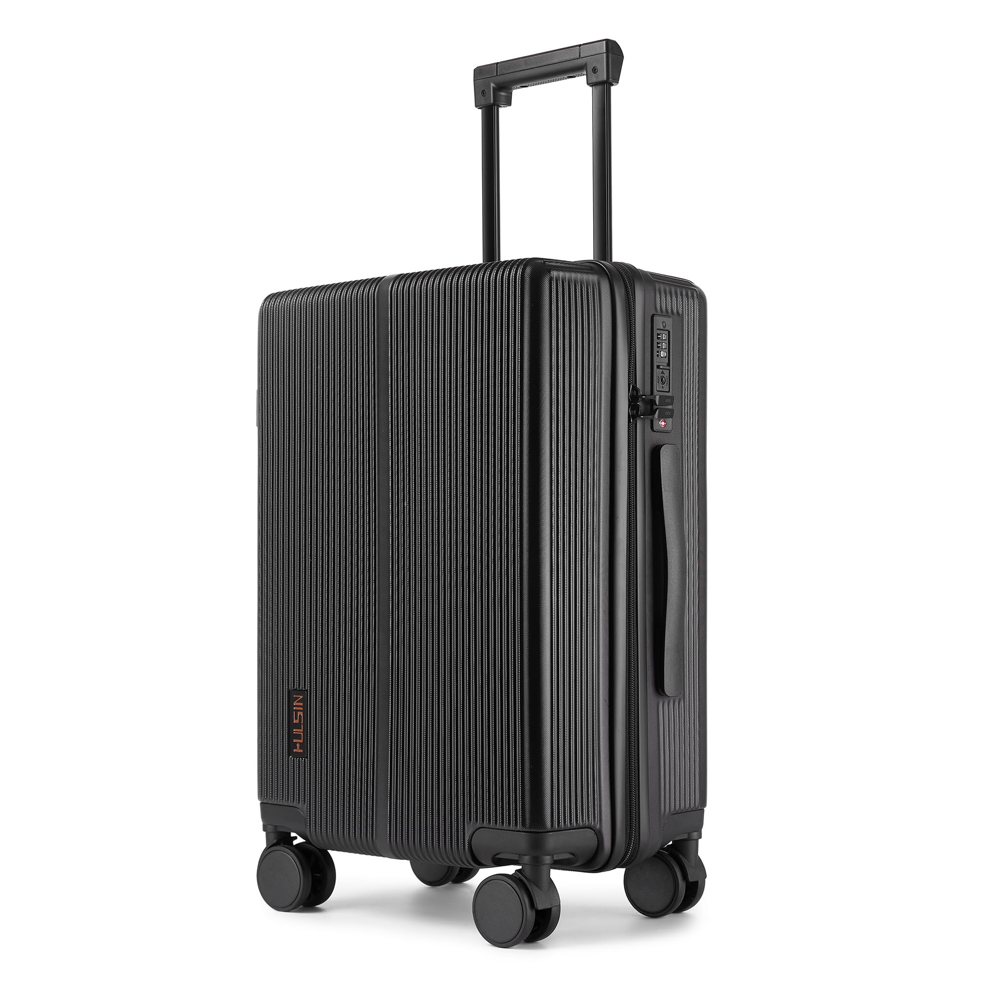 Hulsin Carry On Luggage with TSA Lock, Carry on Suitcase 22x14x9 Airline Approved, Carry-on luggage with 360° Spinner Wheels, Hardside 20 Inch Lightweight Hard Shell Suitcase (Black, 20-Inch)