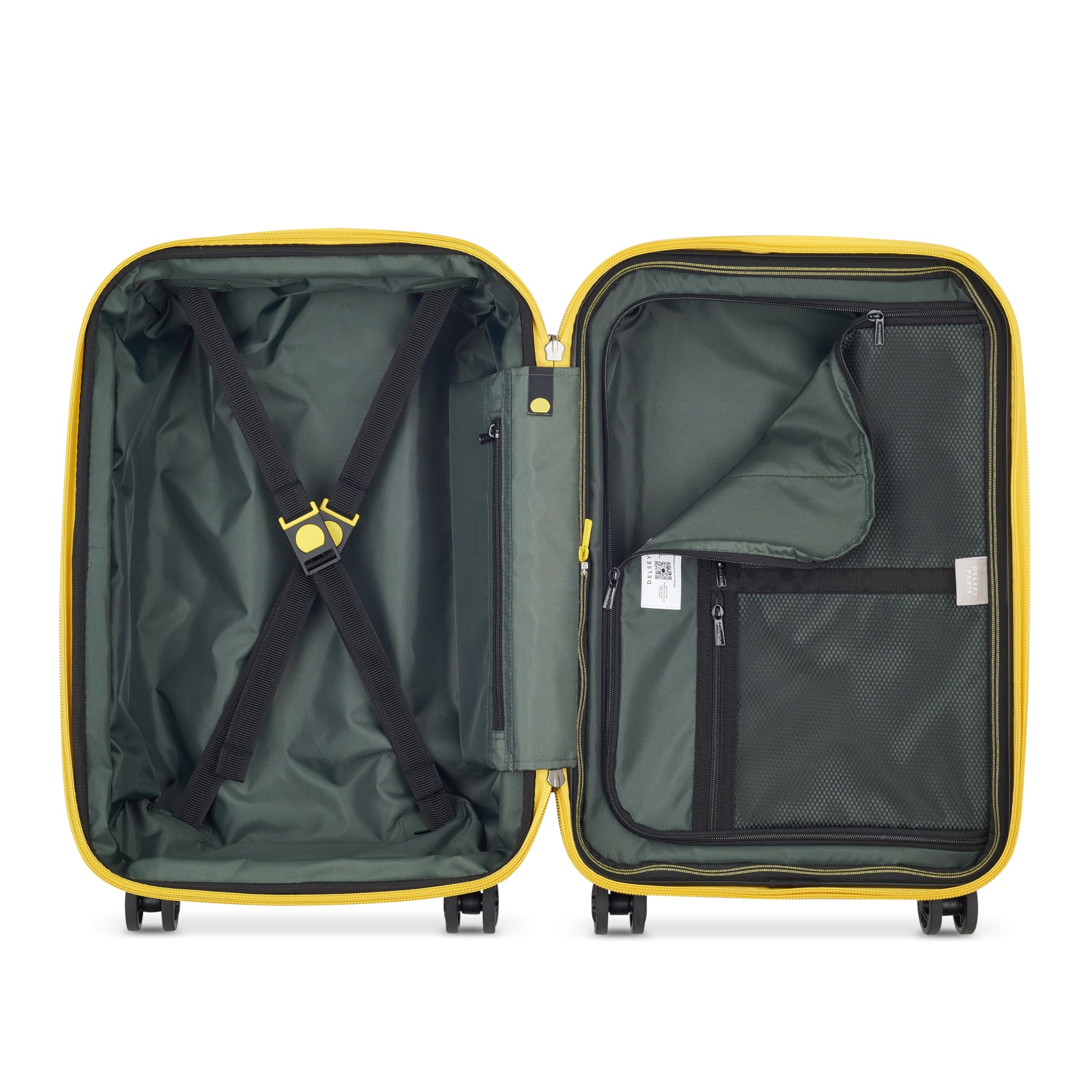 DELSEY PARIS Rempart Hardside Expandable Luggage with Spinner Wheels, Army Green, Carry-On 19 Inch