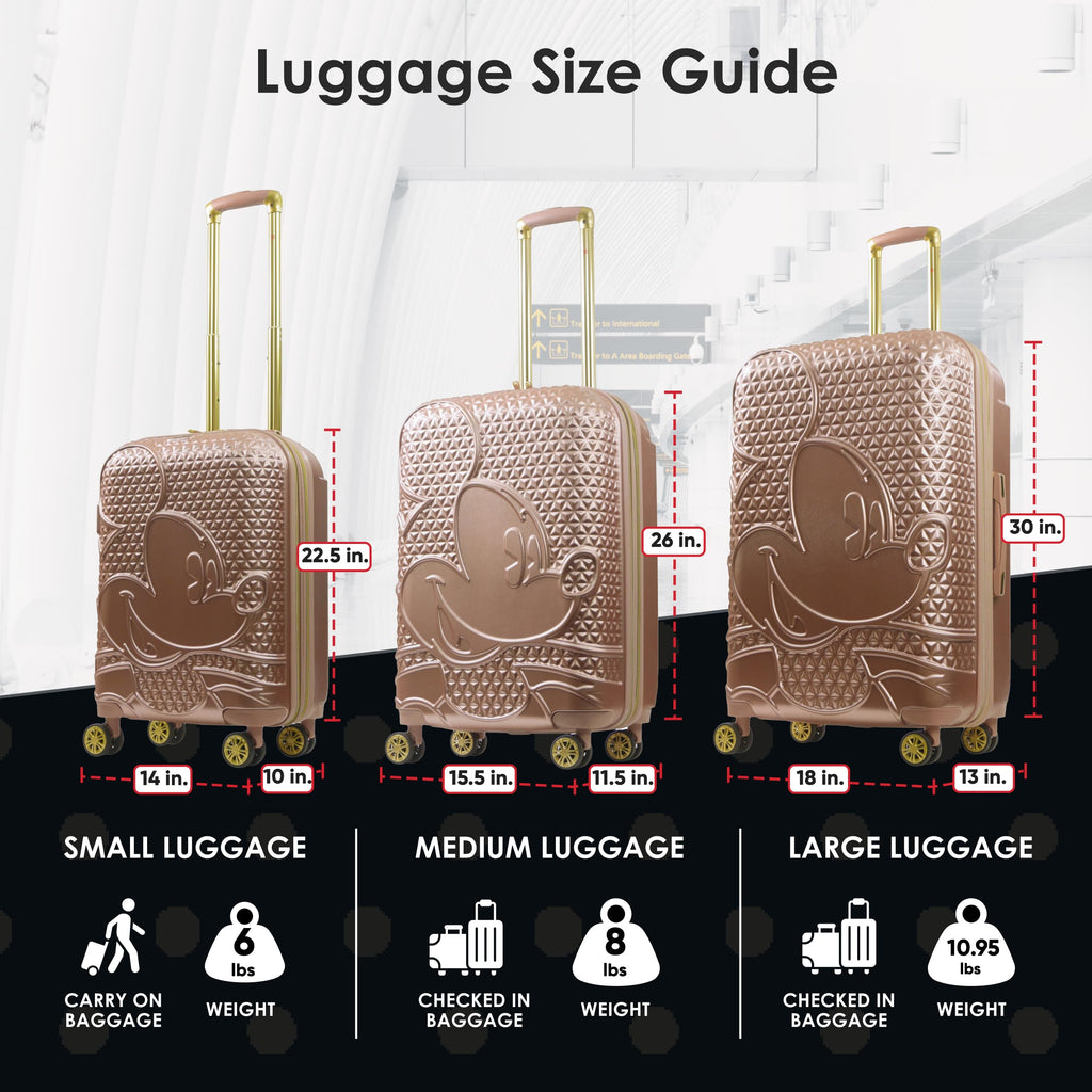 FUL Disney Mickey Mouse 30 Inch Rolling Luggage, Hardshell Suitcase with Spinner Wheels, Rose Gold