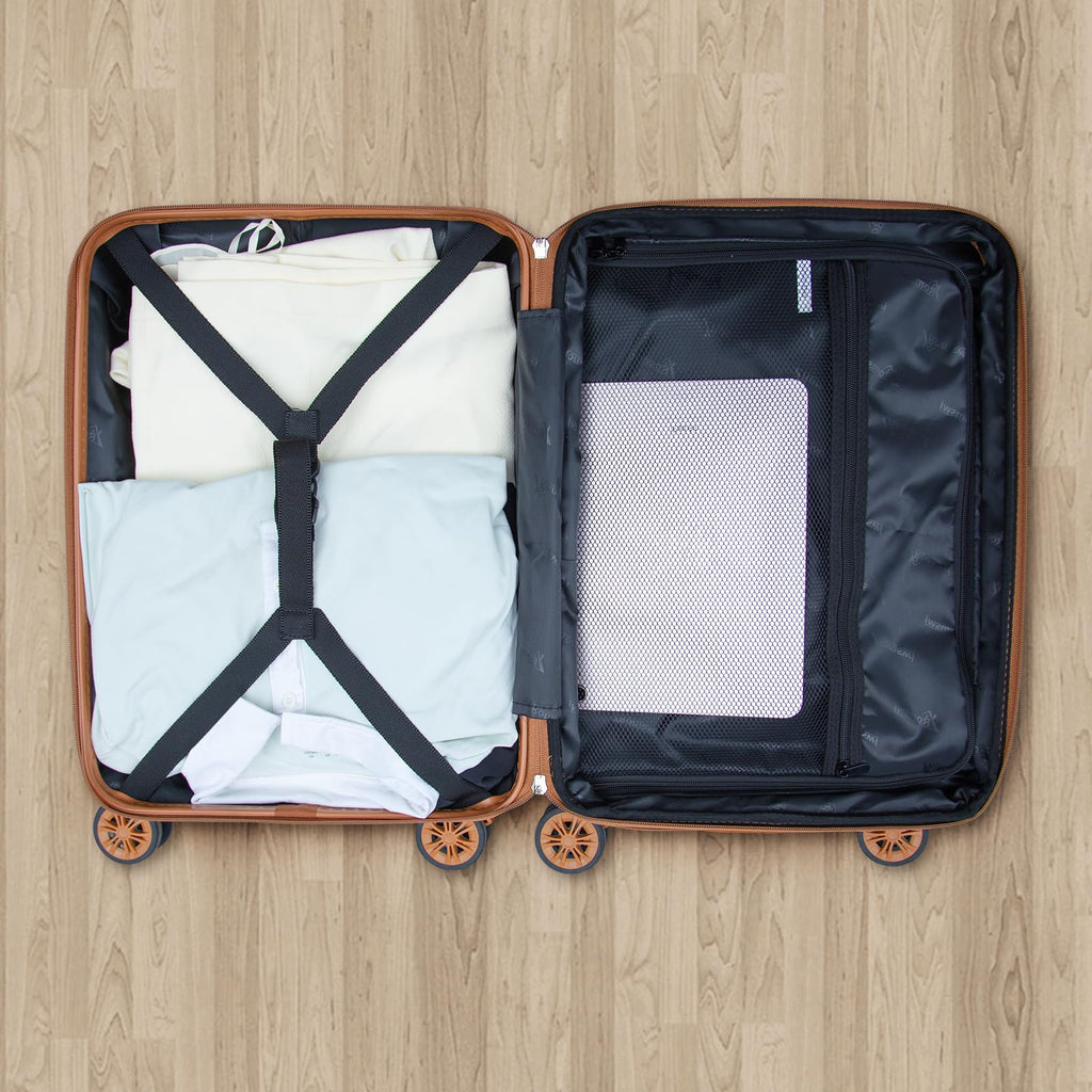 Romswi 3 Piece Luggage Sets, Expandable PC+ABS Hardshell Suitcase Set with TSA Lock YKK Zipper and Dual Spinner Wheels, Large Checked Travel Suitcases, 22/26/30 Inch, White