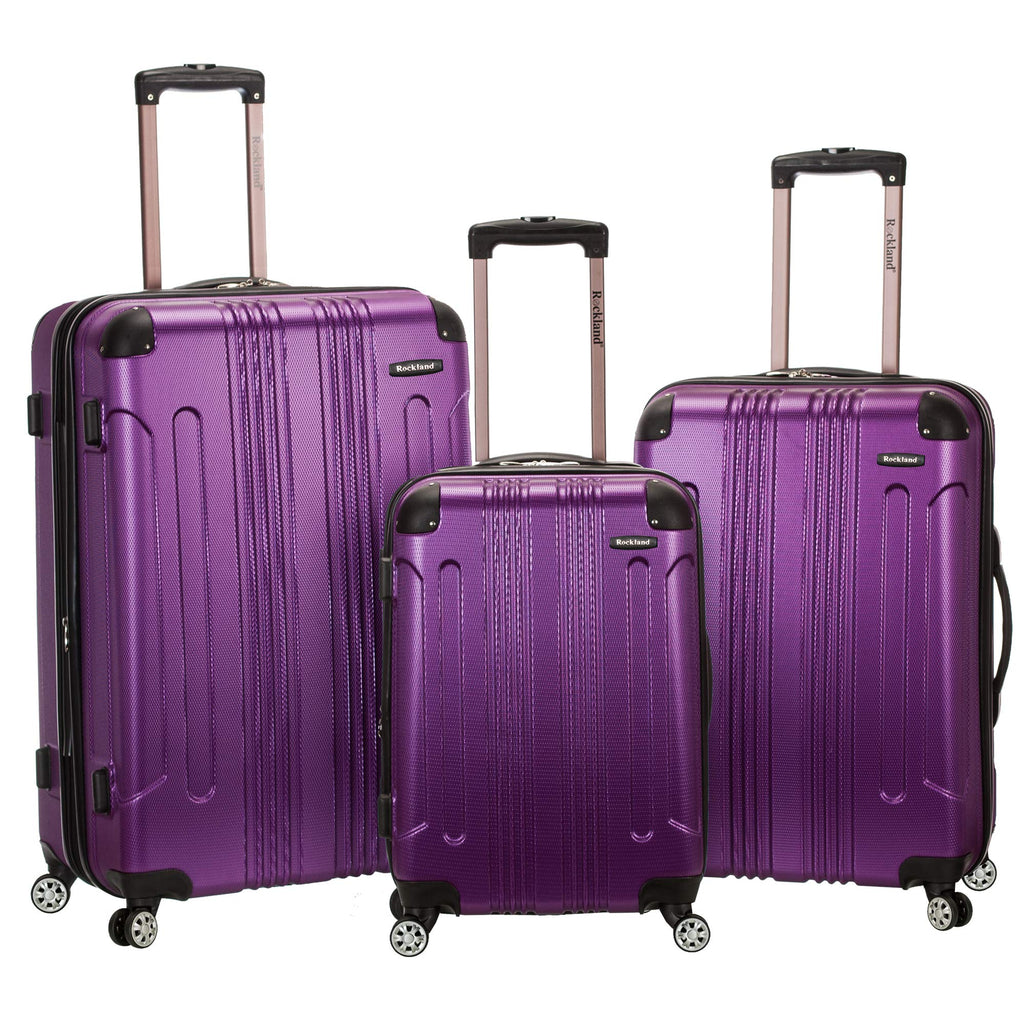 Rockland London Hardside Spinner Wheel Luggage, Purple, 3-Piece Set (20/24/28)