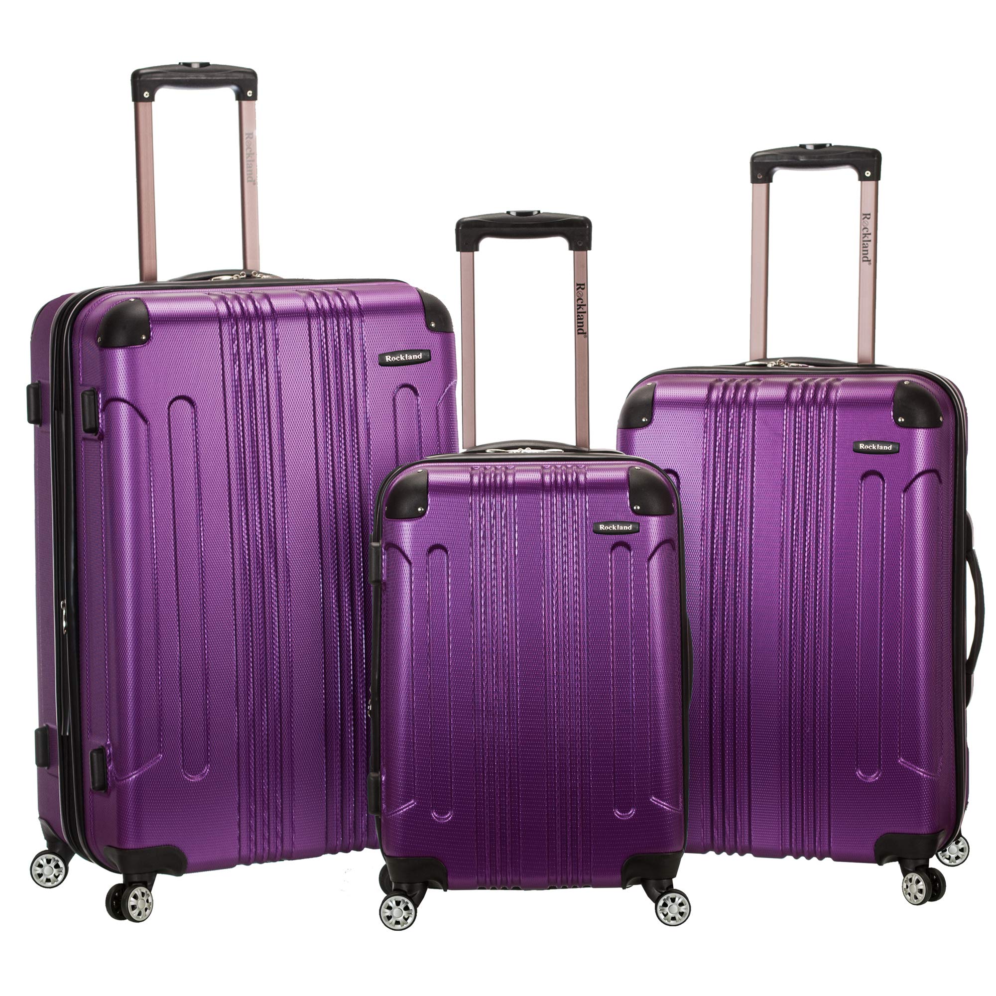 Rockland London Hardside Spinner Wheel Luggage, Purple, 3-Piece Set (20/24/28)