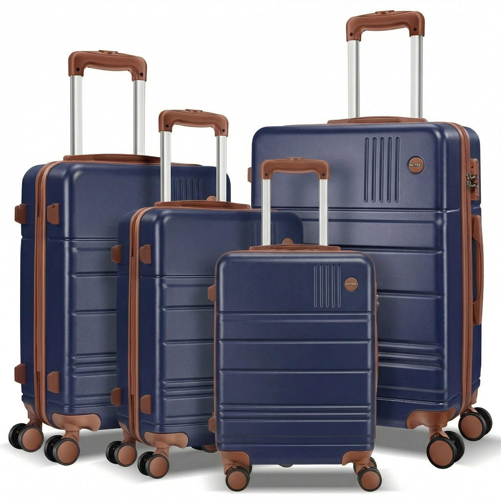 Hoteel Luggage Sets 4 Piece, 4-Yr Warranty Durable Suitcase Dual-Spinner Wheel TSA Lock, Lightweight Travel Hardshell PC+ABS Carry on Luggage for Men&Women, Navy(16/20/24/28 inch)