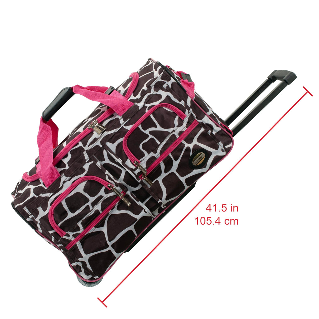 Rockland unisex-adult Rolling Duffel Bag, Pink Giraffe, 22-Inch