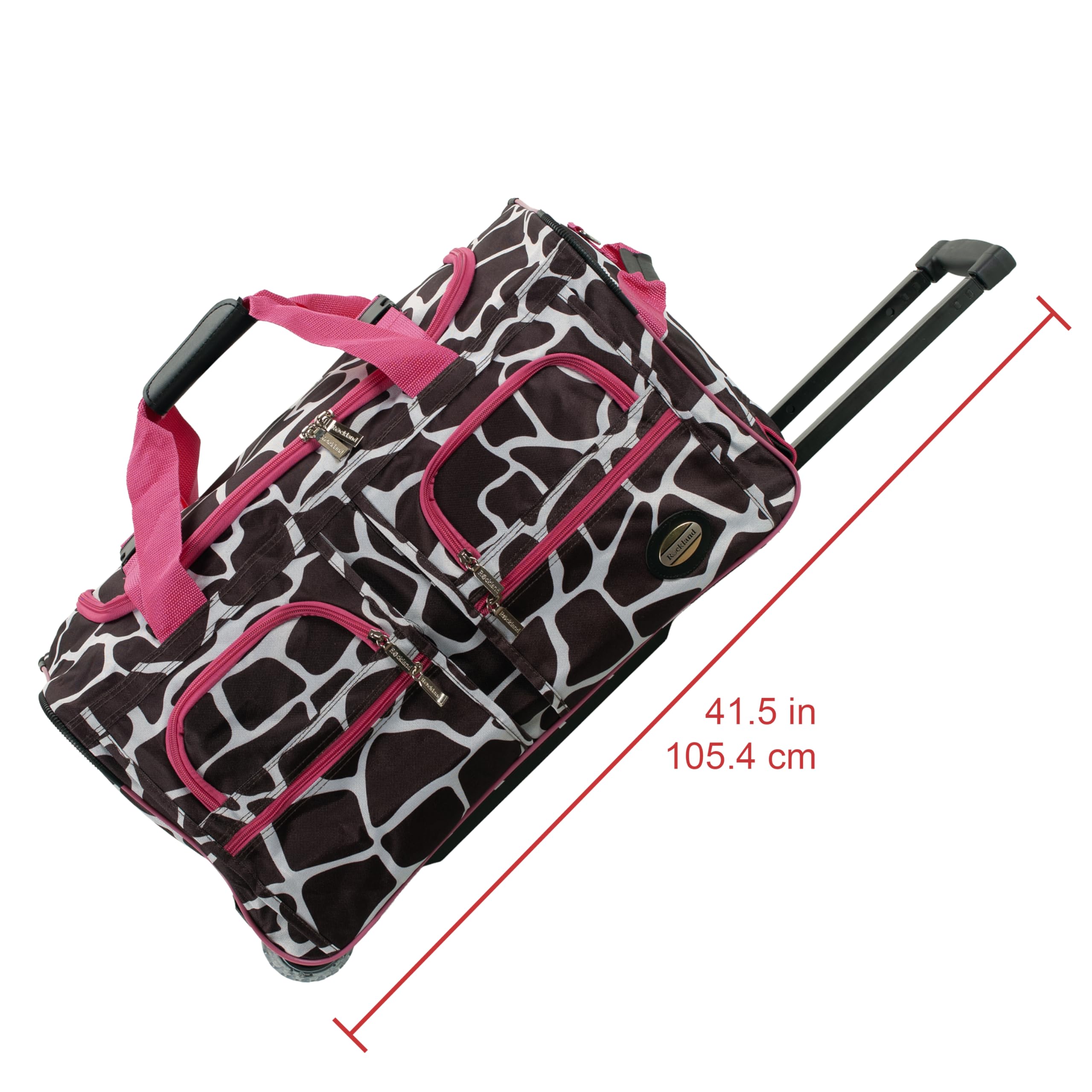 Rockland unisex-adult Rolling Duffel Bag, Pink Giraffe, 22-Inch