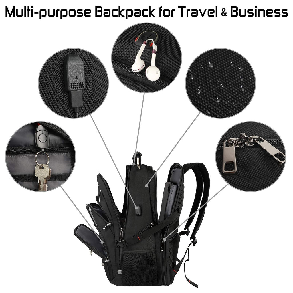 18.4 Laptop Backpack for Men, 55L-60L Extra Large Gaming Laptops Backpack with USB Charger Port, TSA Friendly Flight Approved RFID Anti-theft Pocket, Water Resistant Suiltable for Travel Business Work