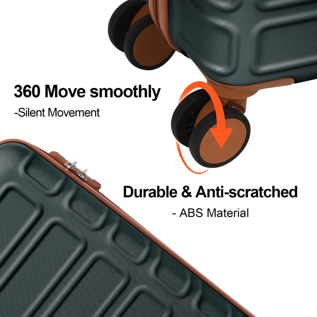 AAIVV 4 Piece Luggage Set Expandable ABS Travel Suitcase Set TSA Lock Hardshell Durable Lightweight Traveling Luggage Sets Gift for Back to School (Amy Green, 28in26in20in13in)