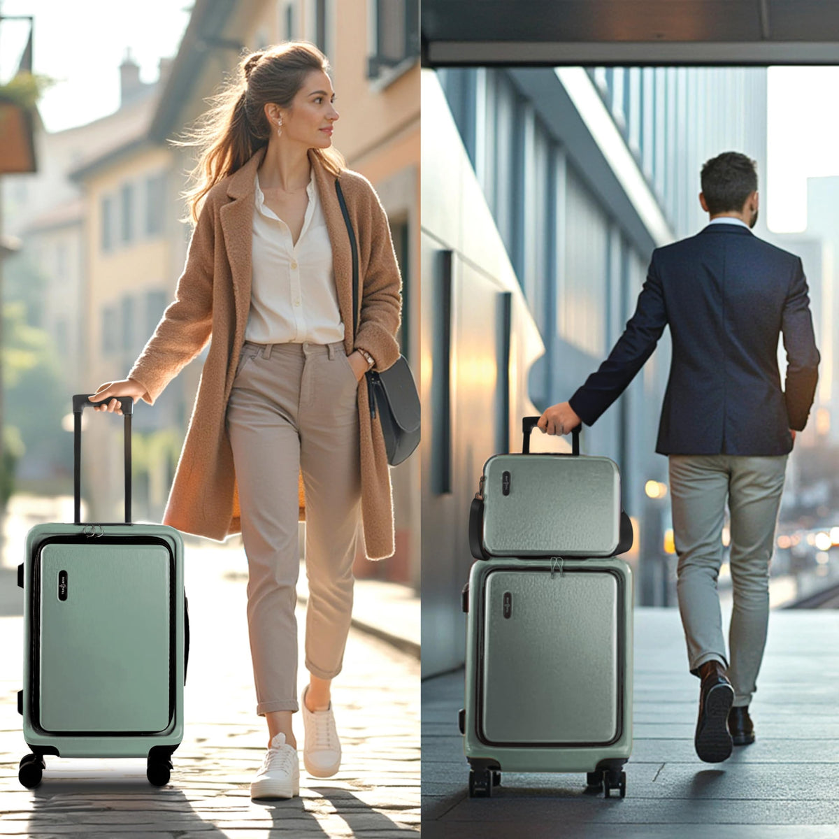 TRAVELARIM Luggage Sets 3 Piece, 20 Inch Carry on Luggage and 24 Inch Suitcases with Wheels Spinner, Durable Hard Shell Suitcase Set, Expandable Travel Suitcase, Sage Green