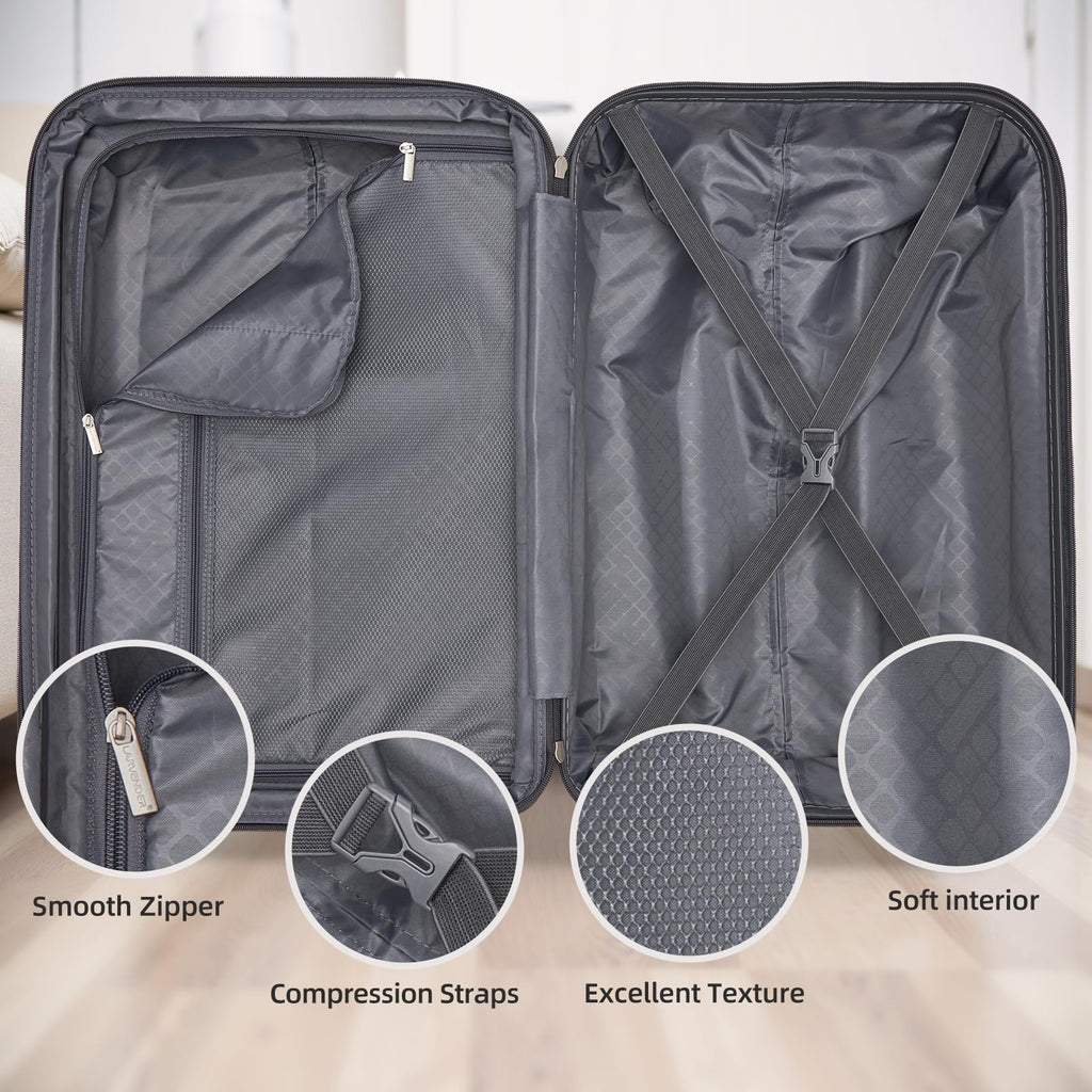 LARVENDER 28 Inch Checked Luggage with Spinner Wheels, PC+ABS Expandable Large Suitcases with Wheels, Travel Luggage sets for Women and Men, Cheetah
