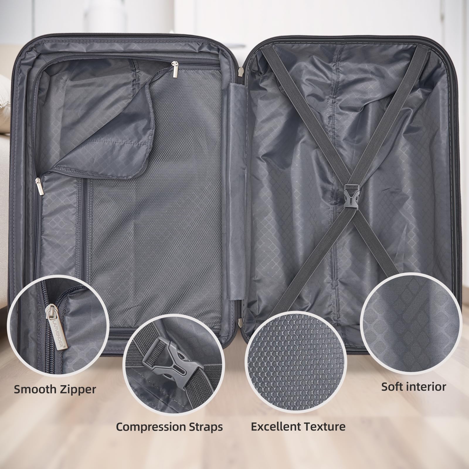 LARVENDER 28 Inch Checked Luggage with Spinner Wheels, PC+ABS Expandable Large Suitcases with Wheels, Travel Luggage sets for Women and Men, Cheetah