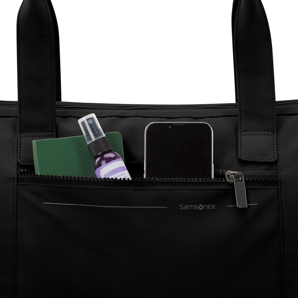 Samsonite Better Than Basics Weekender Duffle – Drop Bottom Travel Bag with 14” Laptop Compartment, SmartSleeve™ Trolley Strap, Adjustable Shoulder Strap, Durable RPET Lining, Black
