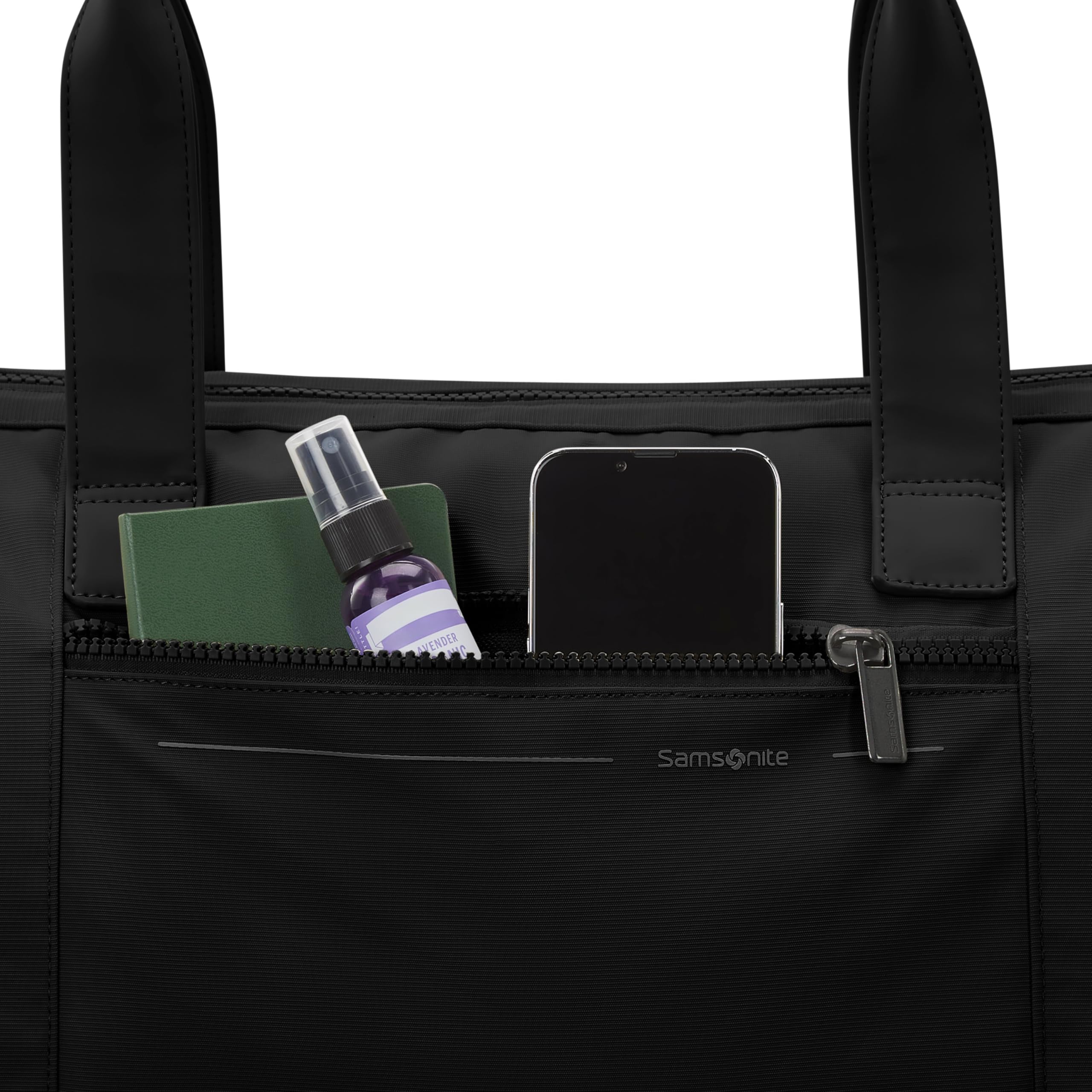 Samsonite Better Than Basics Weekender Duffle – Drop Bottom Travel Bag with 14” Laptop Compartment, SmartSleeve™ Trolley Strap, Adjustable Shoulder Strap, Durable RPET Lining, Black