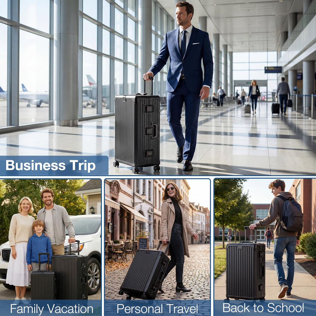 Krute No Zipper Carry On Luggage 20 Inch Suitcase with Wheels PC Aluminum Frame Zipperless Luggages with Cup Holder and Charger Hard Side TSA Approved Travel Suitcases