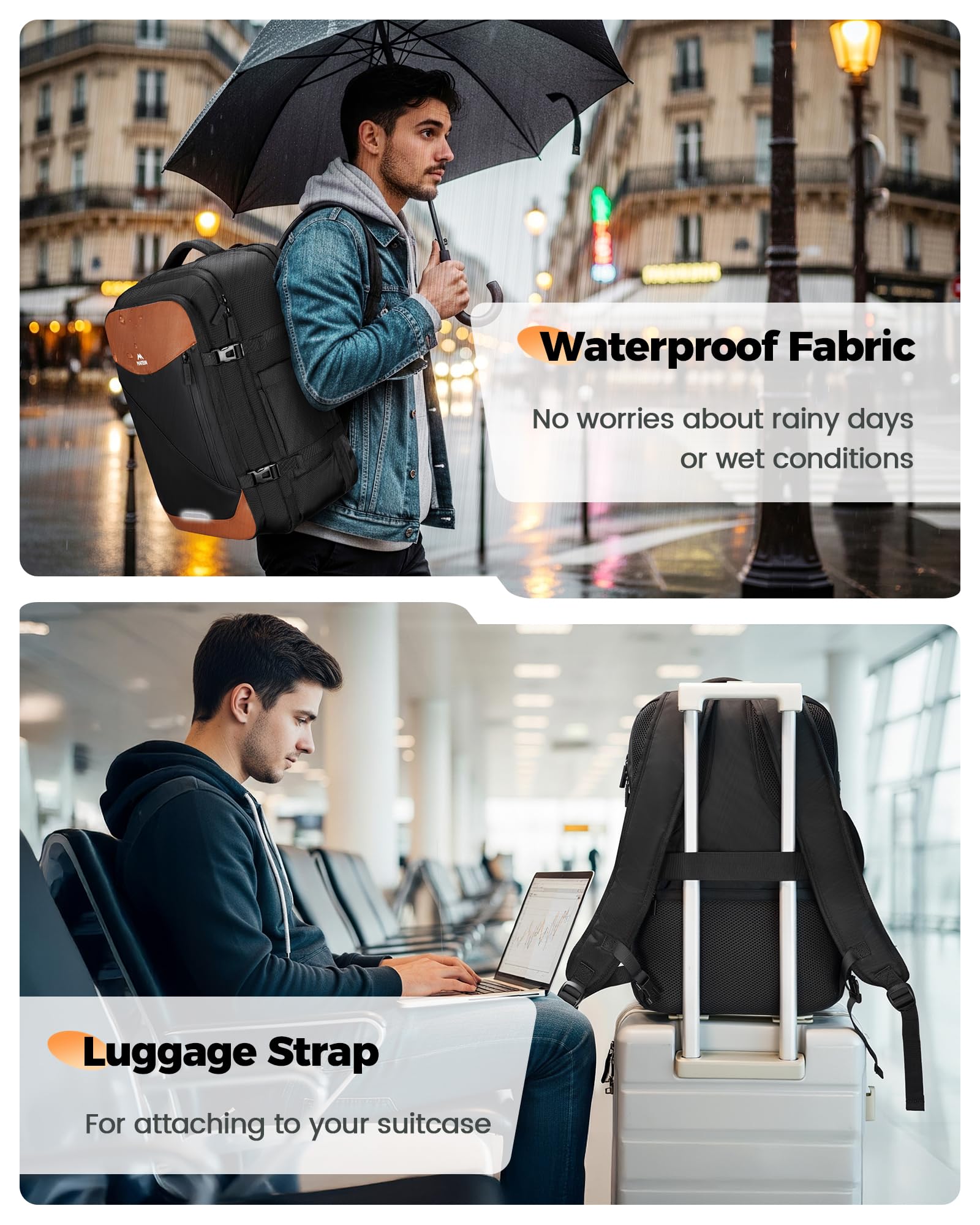 MATEIN Personal Item Travel Backpack 18x14x8, Airline Approved Spirit Personal Item Bag Fits 17" Laptop, Waterproof TSA Underseat Backpack for Airplanes Luggage with Tracker Pocket