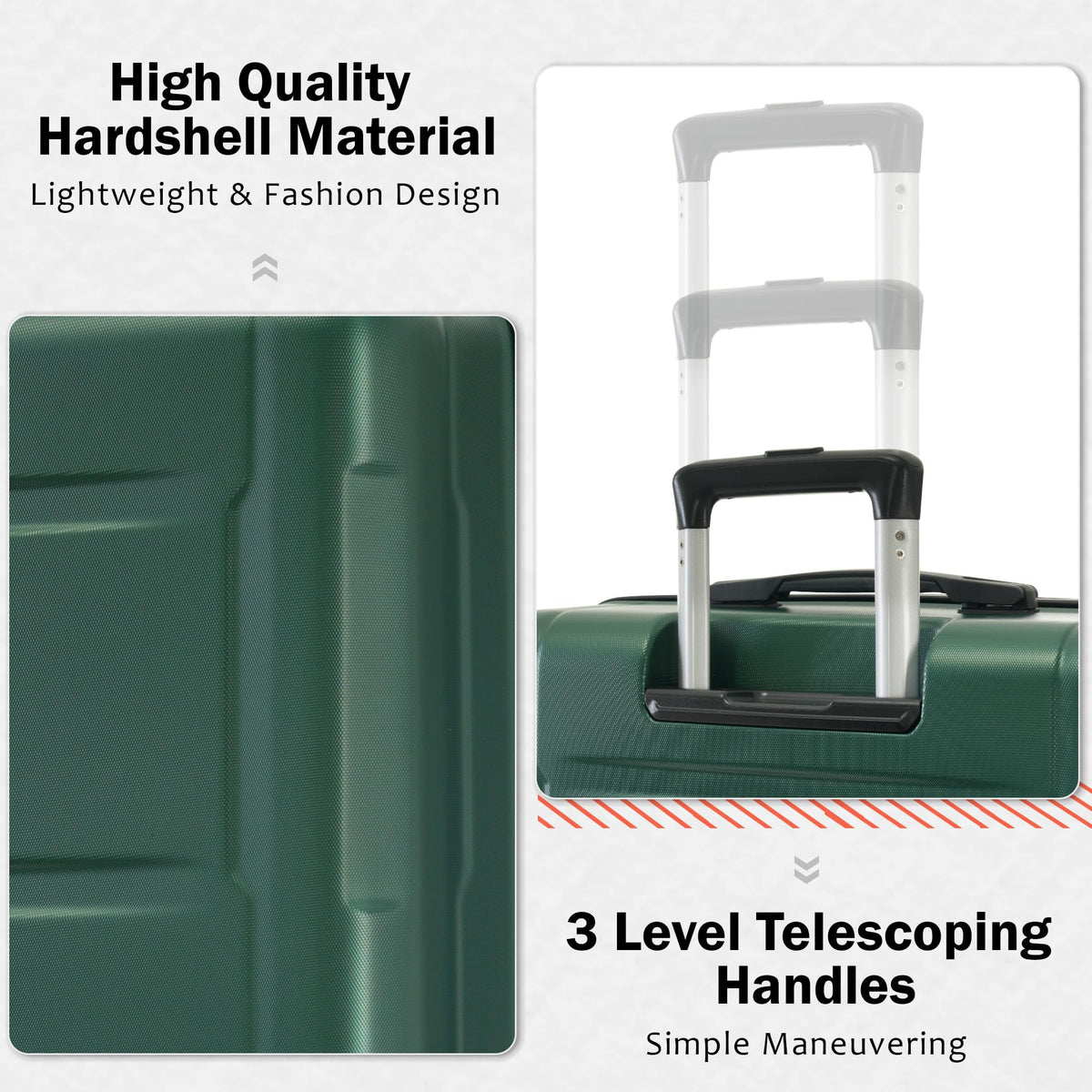 Merax Luggage Sets 4 Piece Suitcase Set, Expandable Hardside 20 IN & 28 IN Suitcase Set with Duffel Bag, Lightweight Travel Luggage with Spinner Wheels and TSA Lock(Dark Green)