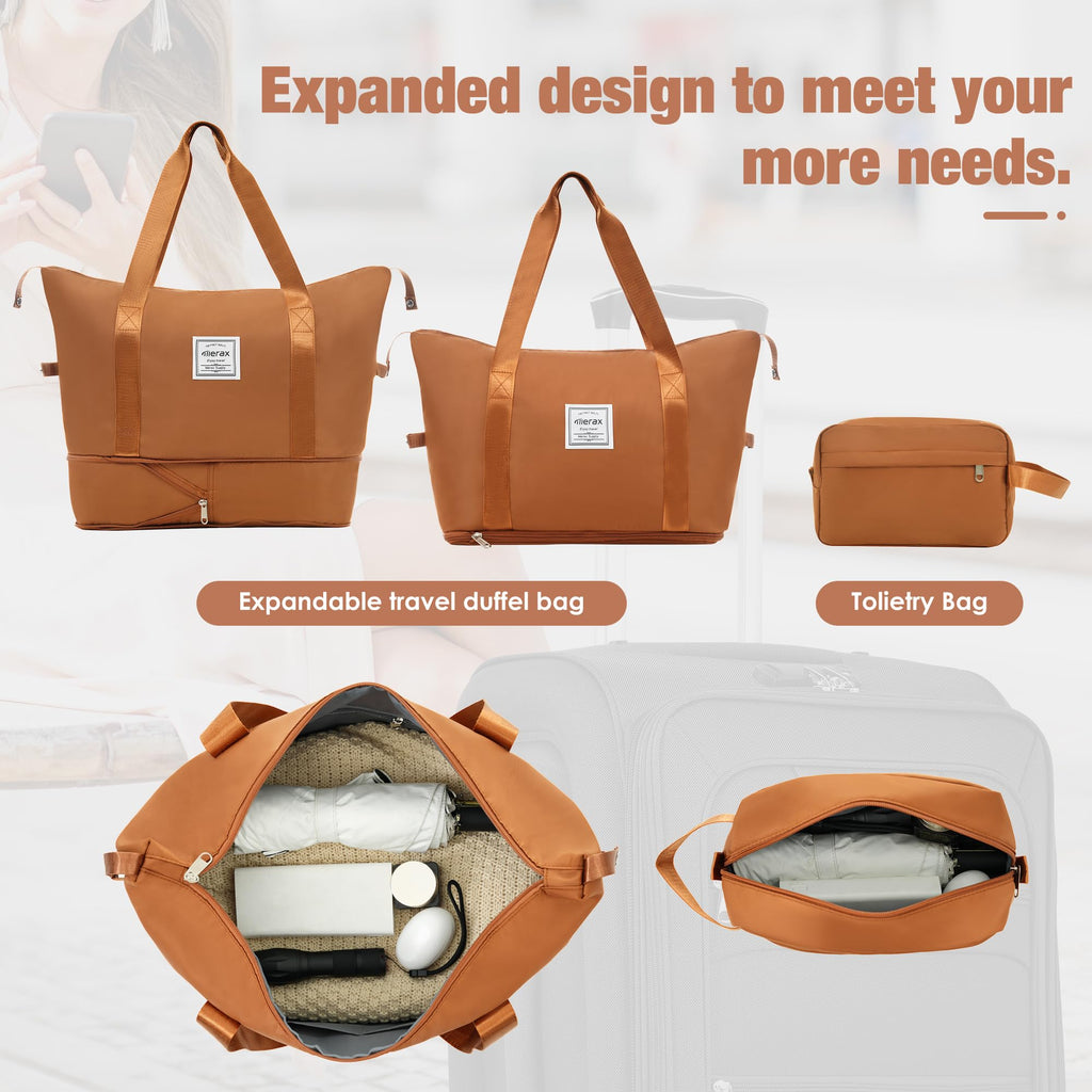Merax Softside Luggage Set, 5 Piece Expandable Travel Suitcase Set with Spinner Wheels and TSA Lock,22" 26" 30"(Orange)