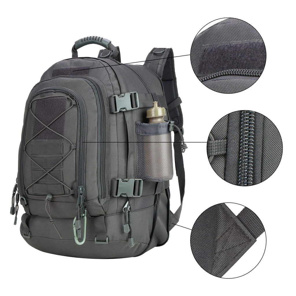 Military Expandable Travel Backpack Tactical Waterproof Work Backpack for Men(GRAY)