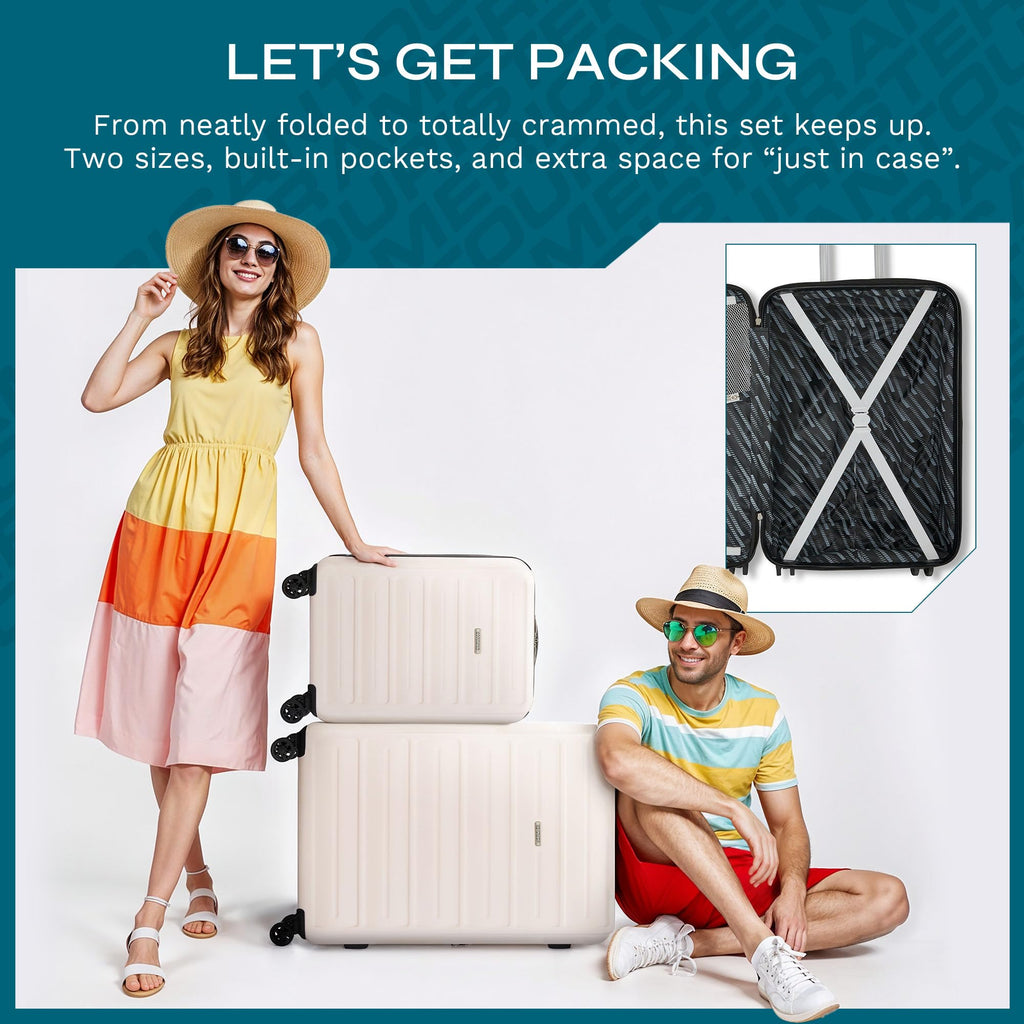 American Tourister Westridge Hardshell Luggage Set - 2 Piece Set - 20/28" Carry-On & Large Checked Luggage Set with Spinner Wheels - Expandable Hard Suitcases for Travel - Hard ABS Shell - Light Pink