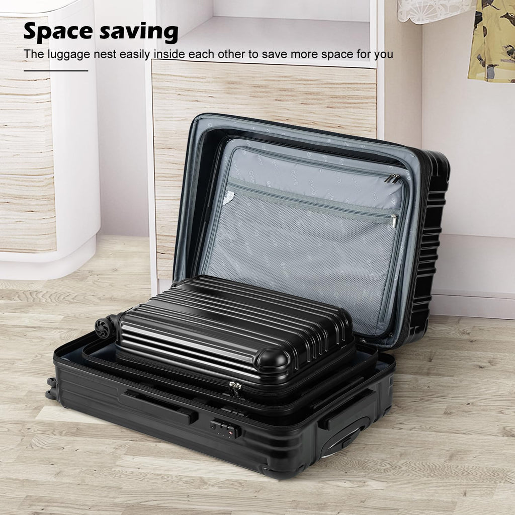 COOLIFE Luggage Expandable Suitcase PC+ABS 3 Piece Set with TSA Lock Spinner Carry on 20in24in28in (Sliver, 3 piece set)