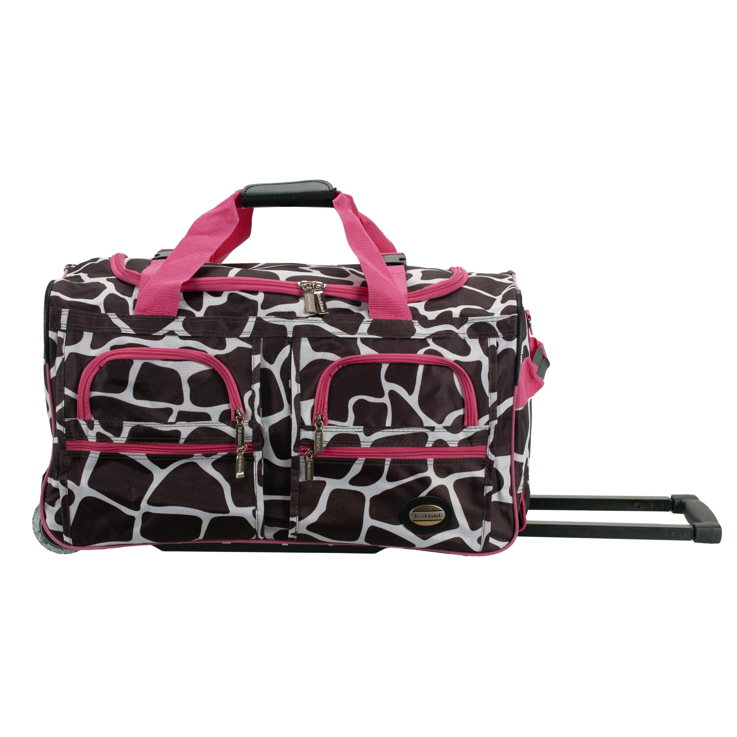 Rockland unisex-adult Rolling Duffel Bag, Pink Giraffe, 22-Inch