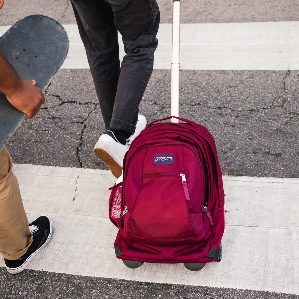 JanSport Driver 8 Rolling Backpack - Wheeled Travel Bag with 15-Inch Laptop Sleeve, One Size, Russet Red
