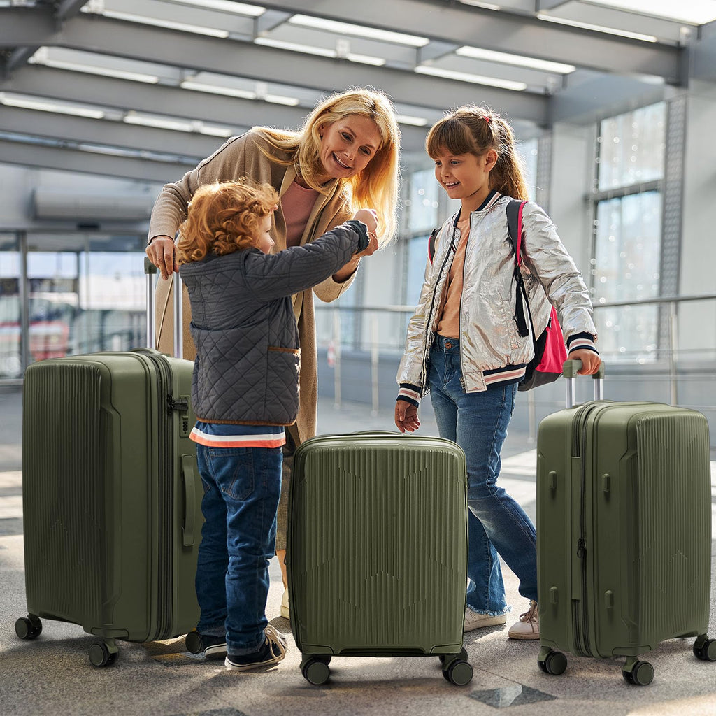 Nazhura Luggage Set, 3-Piece Hardside Suitcase Set, 20-inch Carry On, 24-inch, 28-inch Luggage (Oliver Green)