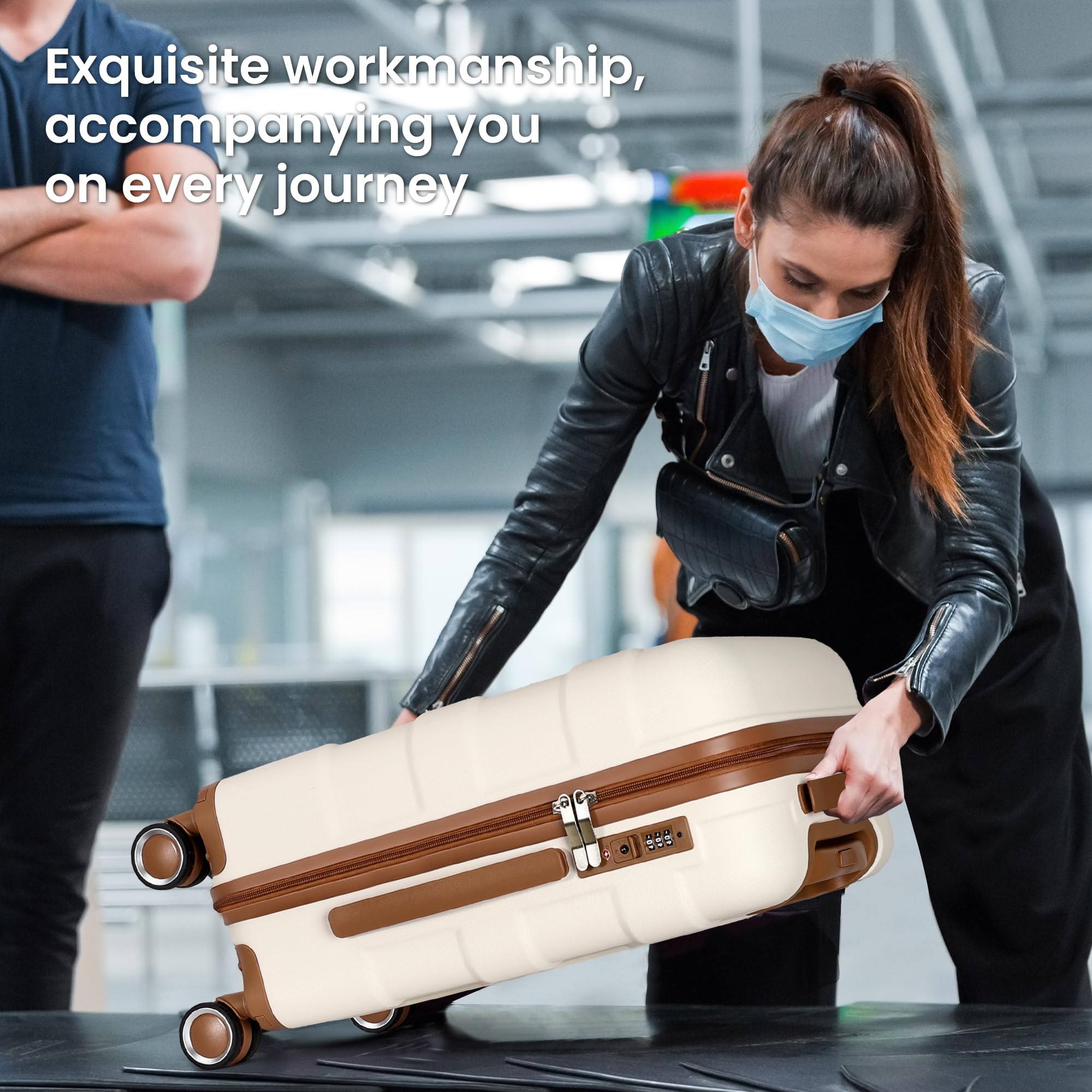 TILYMOL Luggage Sets 3 Piece with Spinner Wheel, Hardside Suitcase Set with TSA Lock, Expandable Lightweight Travel Luggage for Men and Women, White