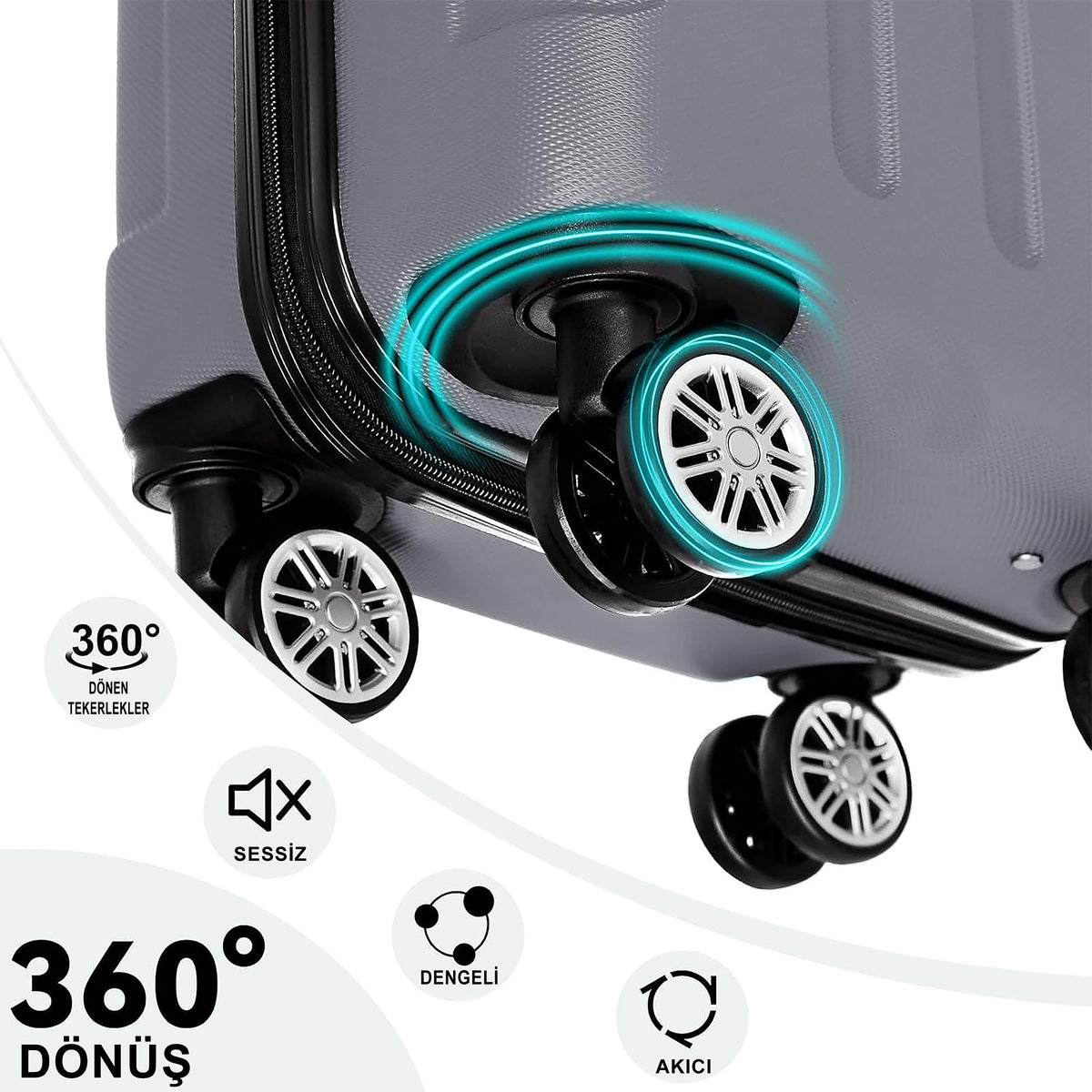ANTHONY JACKSON 3 Piece ABS Luggage Set – Lightweight Suitcases with Spinner Wheels – 3 Different Sizes – TSA Lock – Hard Shell Travel Luggage for Men & Women