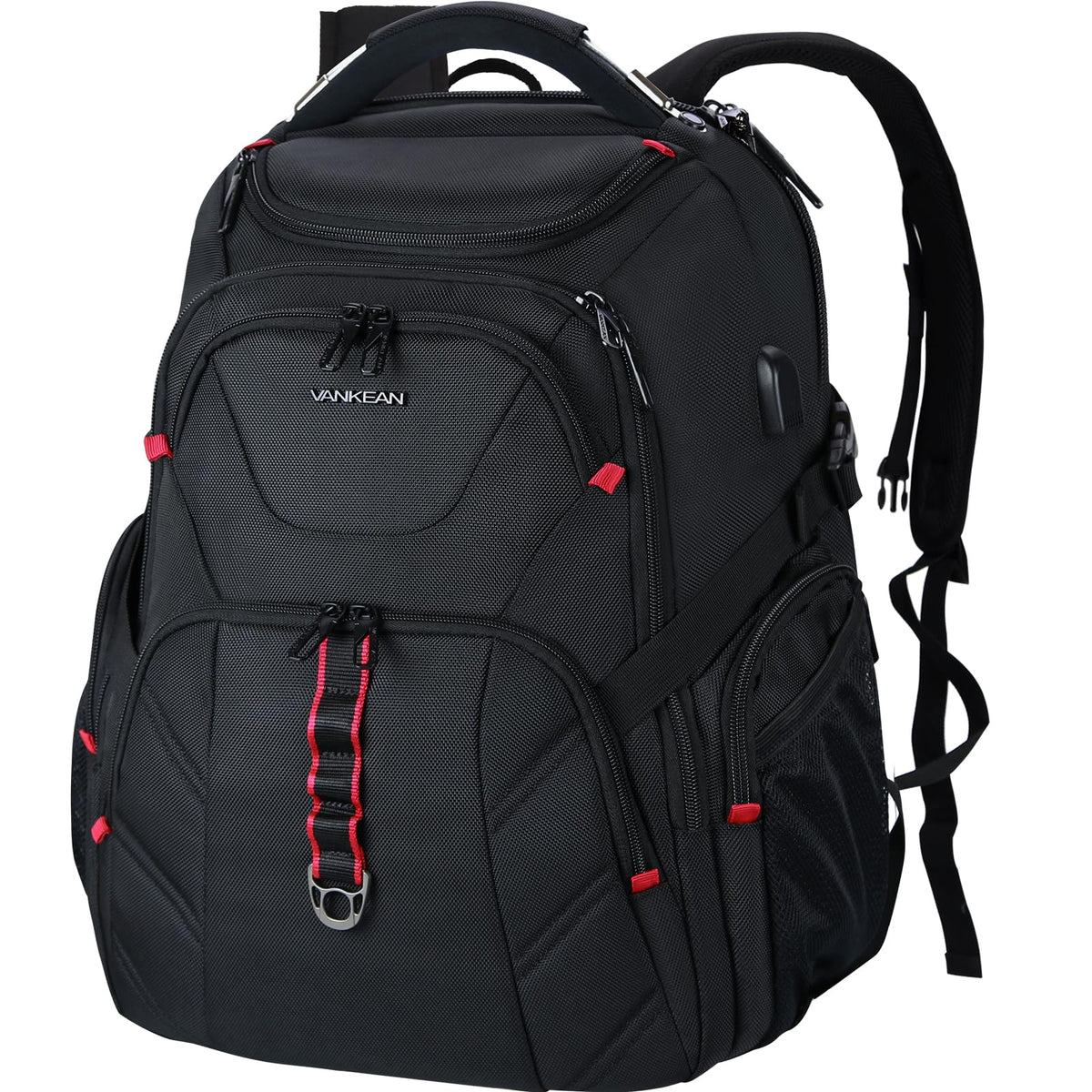 VANKEAN 17.3'' Travel Laptop Backpack TSA Friendly, Water Resistant Anti Theft Extra Large College Backpacks with RFID Pockets, USB Port for Men Women Business Work Bag, Black