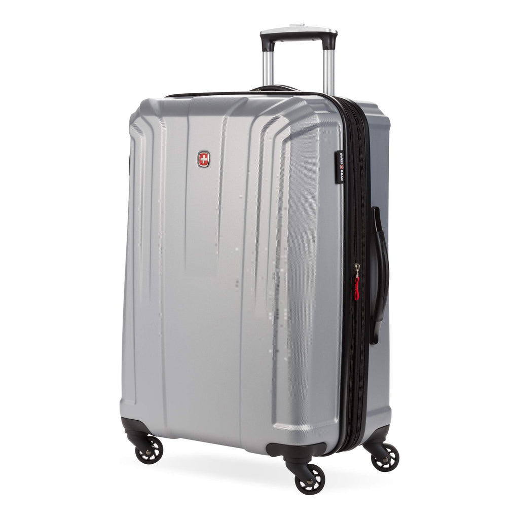 SwissGear 3750 Hardside Luggage with Spinner Wheels, Silver, Checked-Medium 23-Inch