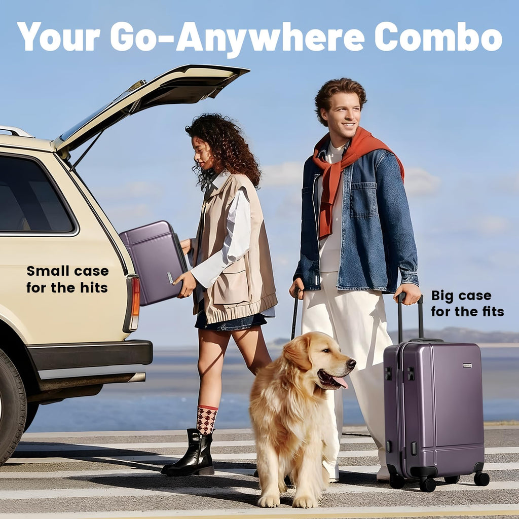 Voytra Hardshell Luggage Set, 2 Piece Women Lightweight Carry On & Air Checked Suitcase with Double Spinner Wheels, TSA Lock for Weekend Getaways & Travel Business Elegant Purple