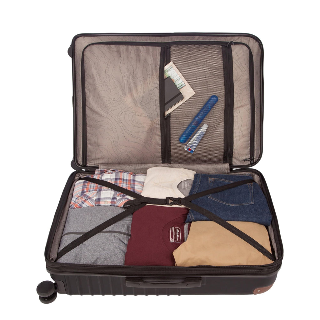 Eddie Bauer Strata Luggage | Hardside | Spinner Wheels | Expandable | Lightweight | Travel Essentials, Black, 30" (Check-In)