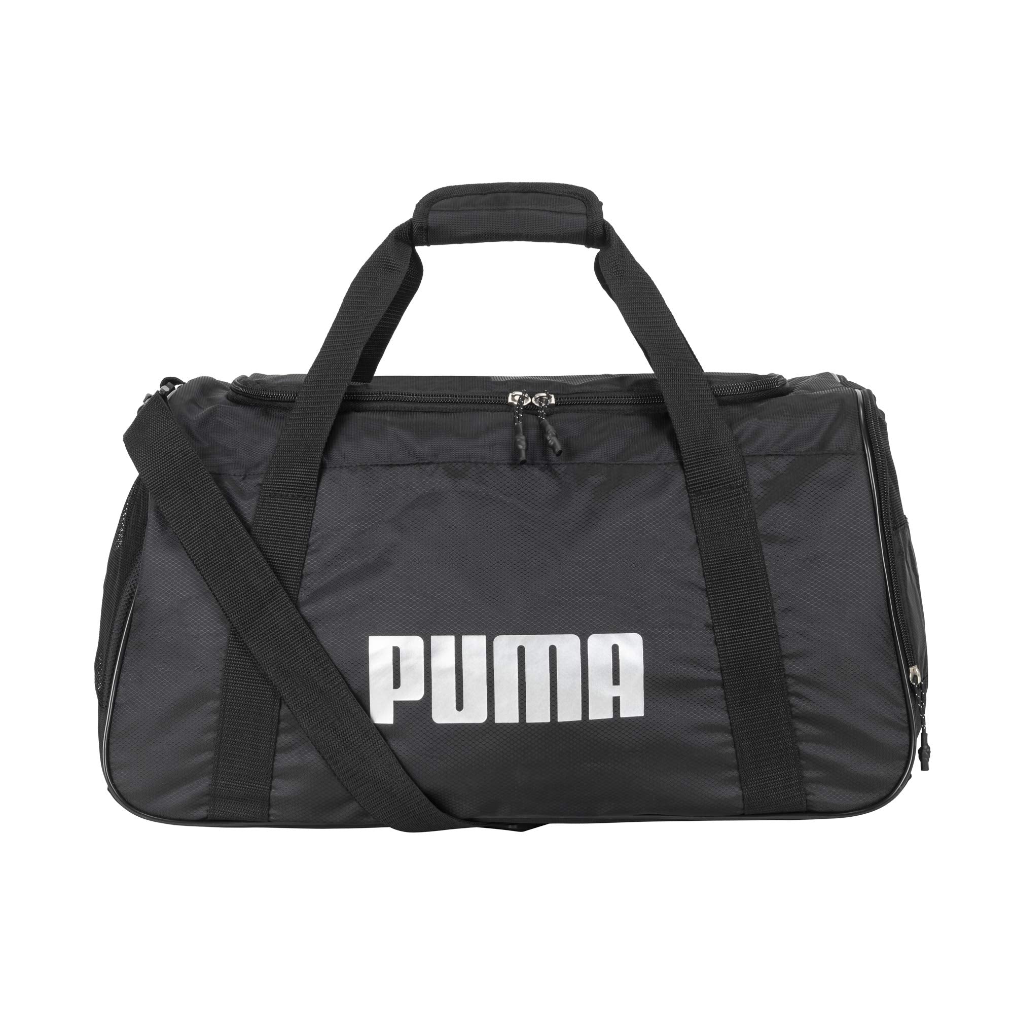 PUMA unisex adult Evercat Foundation Duffel Bags, Black/Silver, One Size US